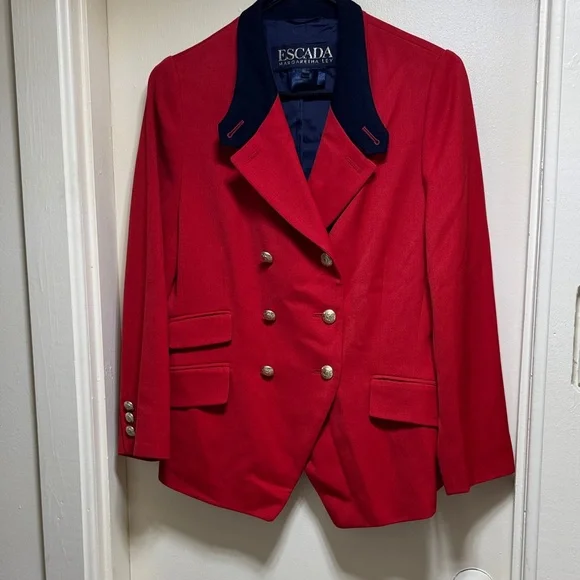 Escada Scarlet Blazer with Midnight Collar - Picture 1 of 16
